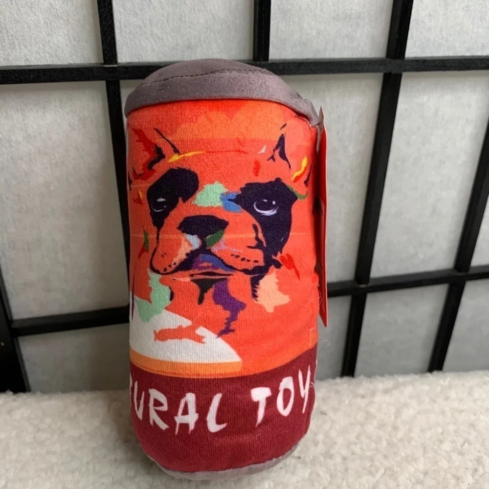 NEW Scirokko Plush Squeaky Beer Can Dog Puppy Play Toy Orange